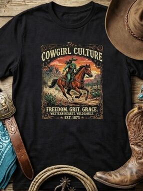 Cowgirl Culture Western Graphic Tee • Vintage Cowgirl Shirt • Rodeo Country Top